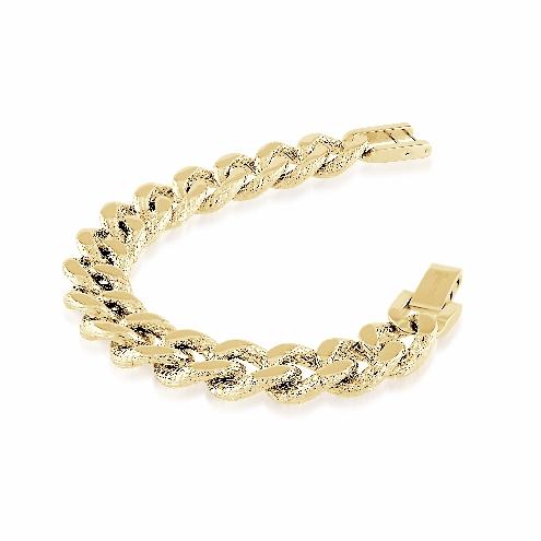 Mens Steel Yellow Plated Diamond Cut Bracelet SMB148 - Fifth Avenue Jewellers