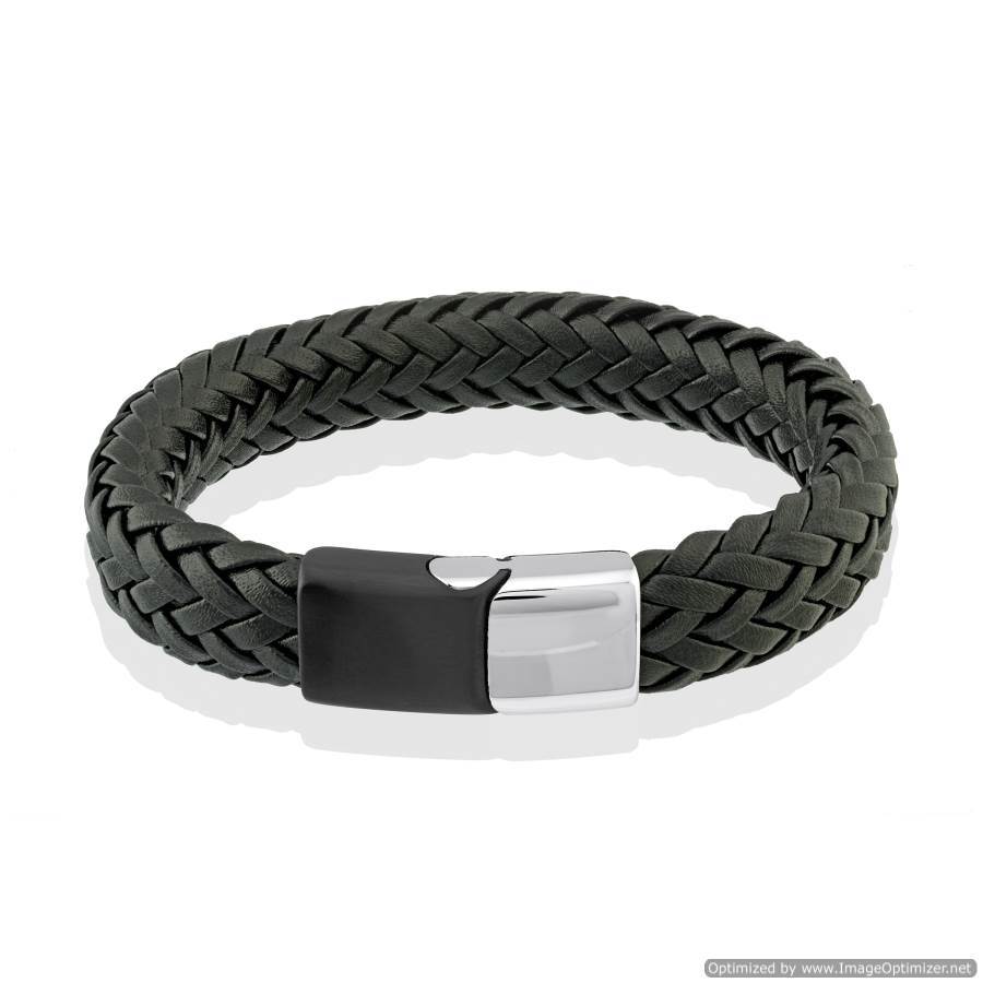 Mens woven leather on sale bracelet