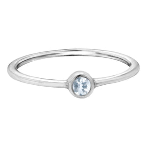 Minimalist Aquamarine Birthstone Ring in White Gold - Fifth Avenue Jewellers