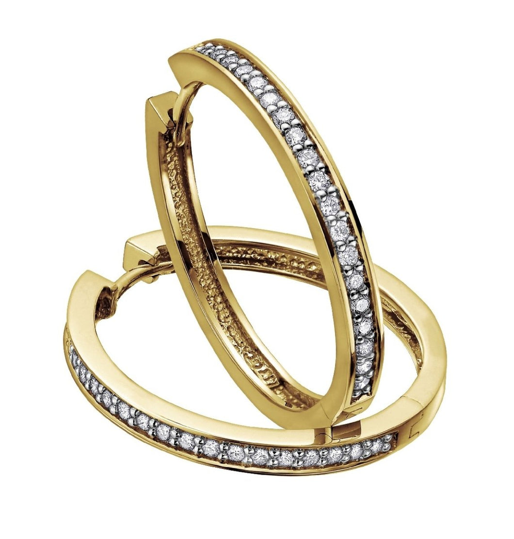 Minimalist Diamond Hoop Earrings in Yellow Gold - Fifth Avenue Jewellers