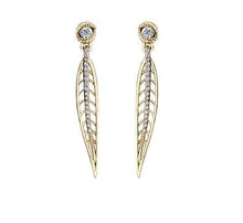 Load image into Gallery viewer, Openwork Willow Leaf Earrings With Diamond Accents - Fifth Avenue Jewellers
