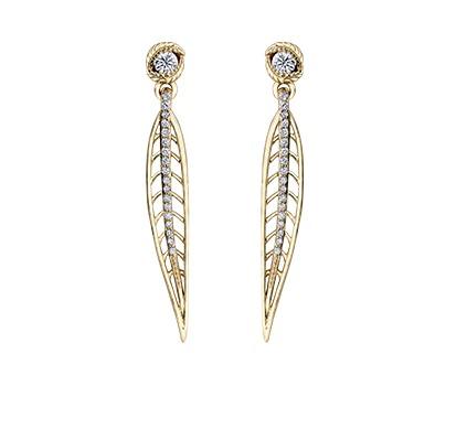 Openwork Willow Leaf Earrings With Diamond Accents - Fifth Avenue Jewellers