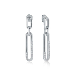 Oval And CZ Dangle Earrings - Fifth Avenue Jewellers