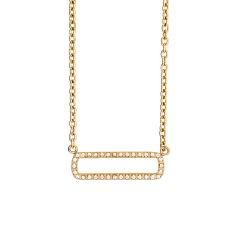 Oval Bar Necklace With White CZ - Fifth Avenue Jewellers