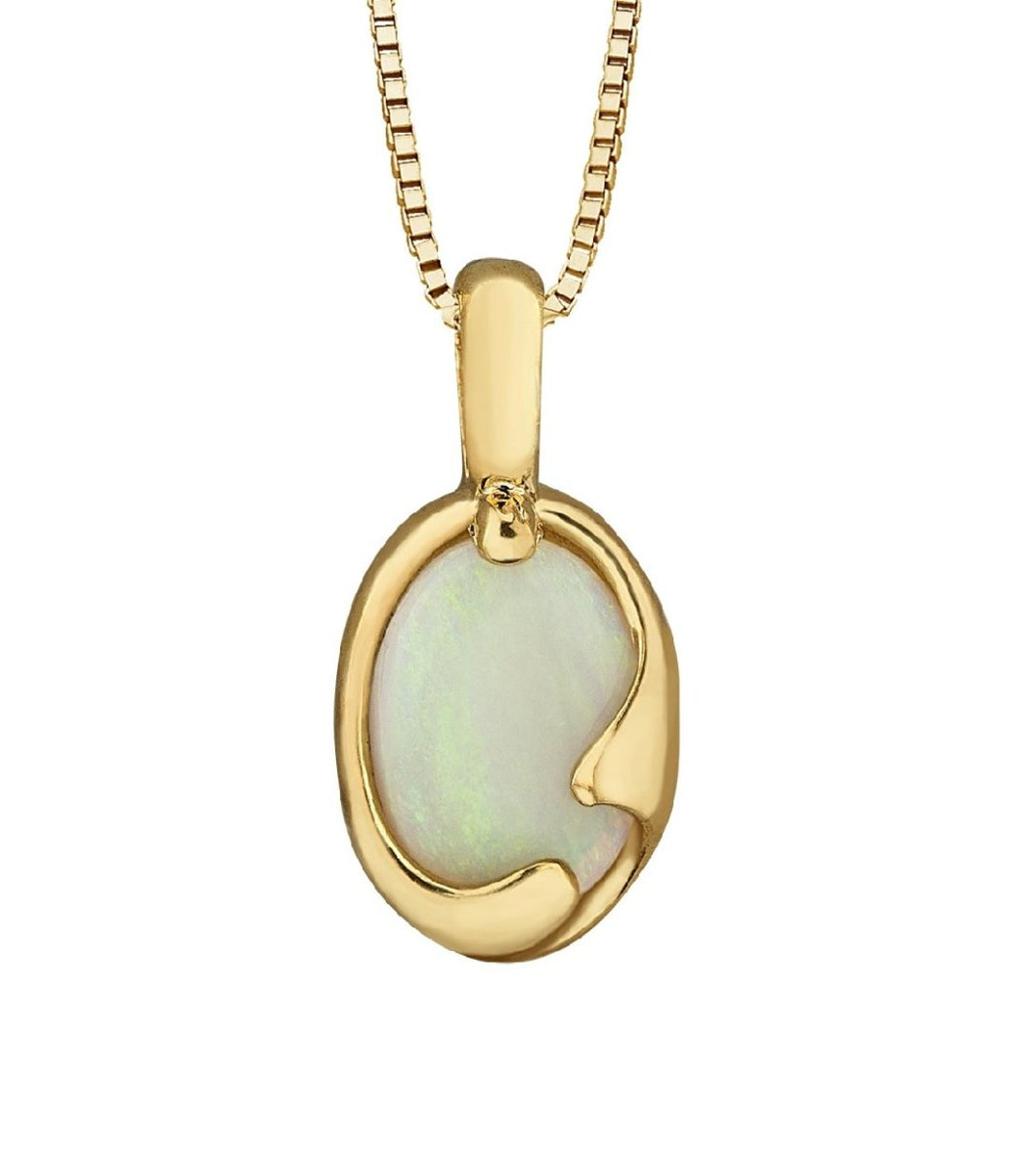 Oval Cut Opal Gemstone Necklace in Yellow Gold - Fifth Avenue Jewellers