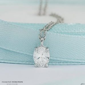 Oval Diamond Solitaire Necklace In White Gold - Fifth Avenue Jewellers
