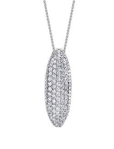 Oval Pave Set Diamond Pendant Necklace - Fifth Avenue Jewellers