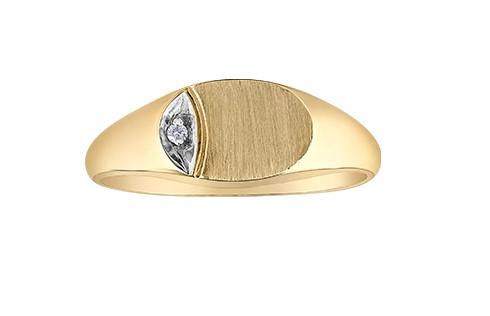 Oval Signet Ring With Diamond Accent - Fifth Avenue Jewellers