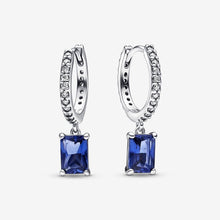 Load image into Gallery viewer, Pandora Blue Rectangular Sparkling Hoop Earrings - Fifth Avenue Jewellers
