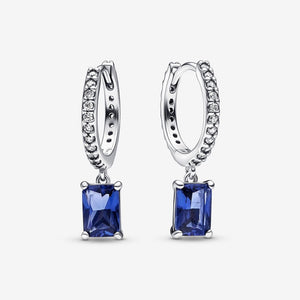 Pandora Blue Rectangular Sparkling Hoop Earrings - Fifth Avenue Jewellers