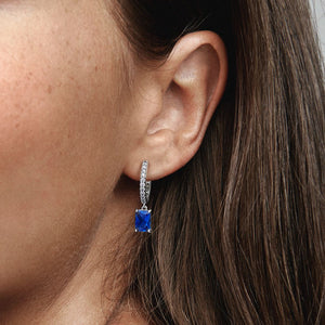 Pandora Blue Rectangular Sparkling Hoop Earrings - Fifth Avenue Jewellers