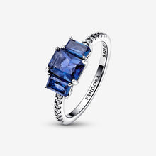 Load image into Gallery viewer, Pandora Blue Rectangular Three Stone Sparkling Ring - Fifth Avenue Jewellers
