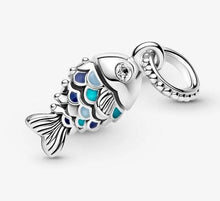 Load image into Gallery viewer, Pandora Blue Scaled Fish Dangle Charm - Fifth Avenue Jewellers
