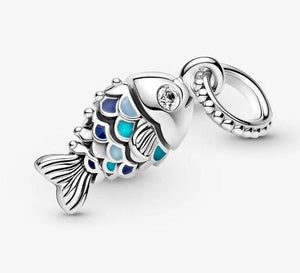 Pandora Blue Scaled Fish Dangle Charm - Fifth Avenue Jewellers