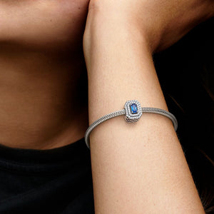 Pandora Blue Sparkling Levelled Rectangular Charm - Fifth Avenue Jewellers