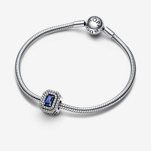 Pandora Blue Sparkling Levelled Rectangular Charm - Fifth Avenue Jewellers