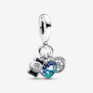 Pandora Camera, Heart & Compass Triple Dangle Charm - Fifth Avenue Jewellers