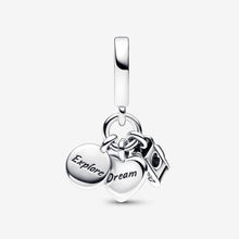 Load image into Gallery viewer, Pandora Camera, Heart &amp; Compass Triple Dangle Charm - Fifth Avenue Jewellers
