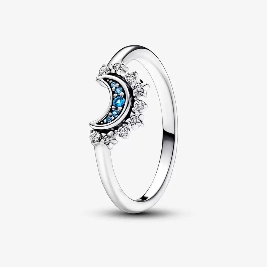 Pandora Celestial Blue Sparkling Moon Ring - Fifth Avenue Jewellers
