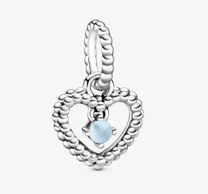 Pandora December Sky Blue Beaded Heart Dangle Charm - Fifth Avenue Jewellers