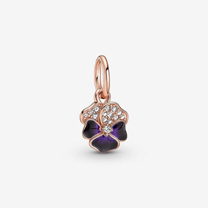 Pandora Deep Purple Pansy Flower Dangle Charm - Fifth Avenue Jewellers