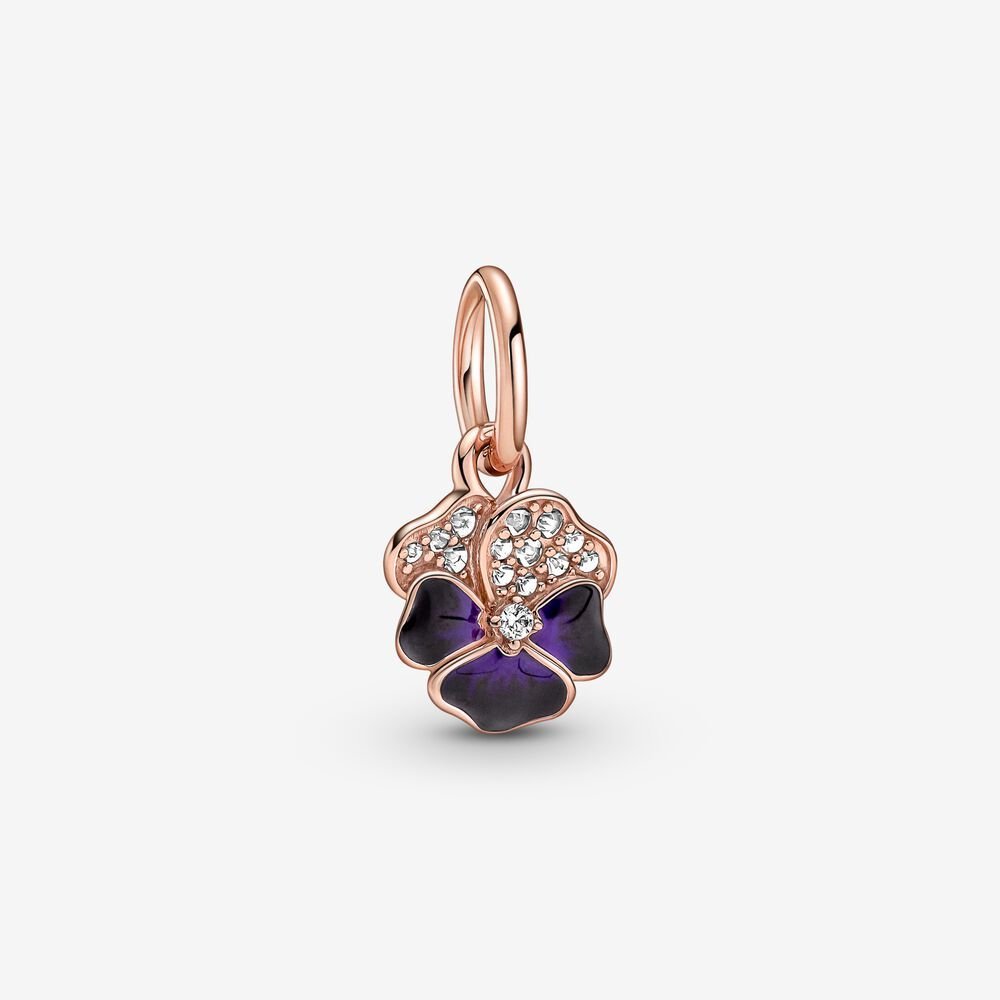 Pandora Deep Purple Pansy Flower Dangle Charm - Fifth Avenue Jewellers