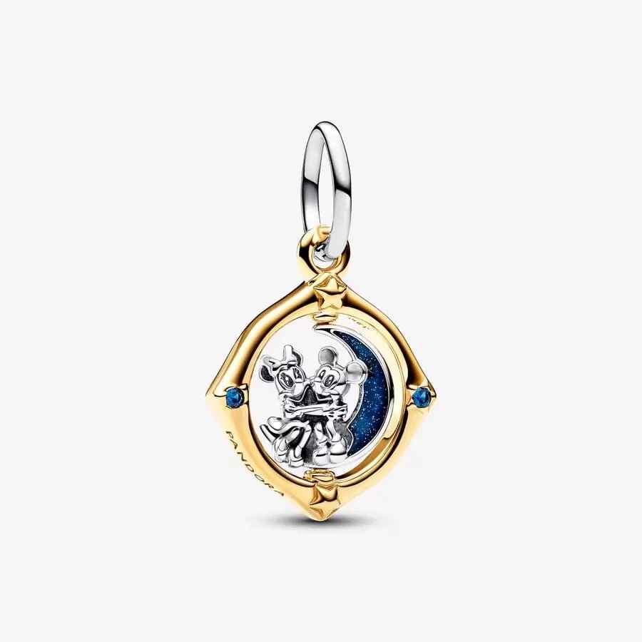 Pandora Disney Mickey Mouse & Minnie Mouse Two-tone Spinning Moon Dangle Charm - Fifth Avenue Jewellers
