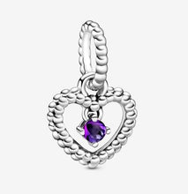 Load image into Gallery viewer, Pandora February Purple Beaded Heart Dangle Charm - Fifth Avenue Jewellers

