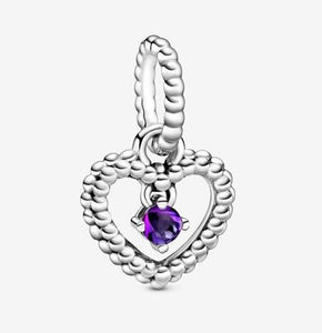 Pandora February Purple Beaded Heart Dangle Charm - Fifth Avenue Jewellers