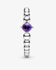 Pandora February Purple Beaded Ring - Fifth Avenue Jewellers