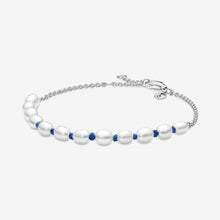 Load image into Gallery viewer, Pandora Freshwater Cultured Pearl Blue Cord Chain Bracelet - Fifth Avenue Jewellers
