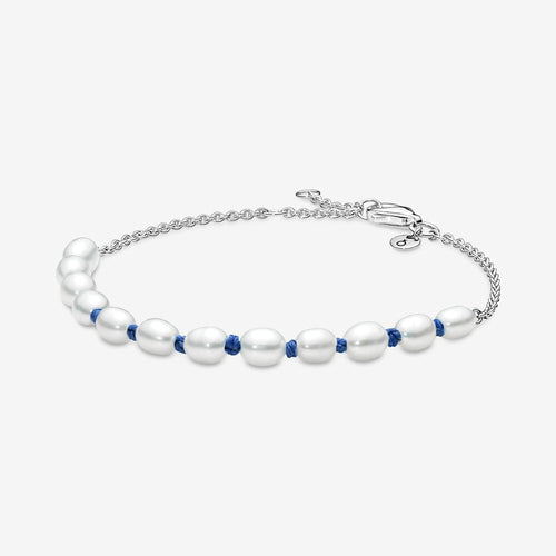 Pandora Freshwater Cultured Pearl Blue Cord Chain Bracelet - Fifth Avenue Jewellers