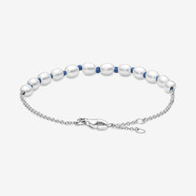 Load image into Gallery viewer, Pandora Freshwater Cultured Pearl Blue Cord Chain Bracelet - Fifth Avenue Jewellers
