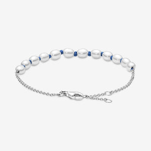 Pandora Freshwater Cultured Pearl Blue Cord Chain Bracelet - Fifth Avenue Jewellers