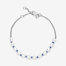 Load image into Gallery viewer, Pandora Freshwater Cultured Pearl Blue Cord Chain Bracelet - Fifth Avenue Jewellers
