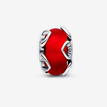Load image into Gallery viewer, Pandora Frosted Red Murano Glass &amp; Hearts Charm - Fifth Avenue Jewellers
