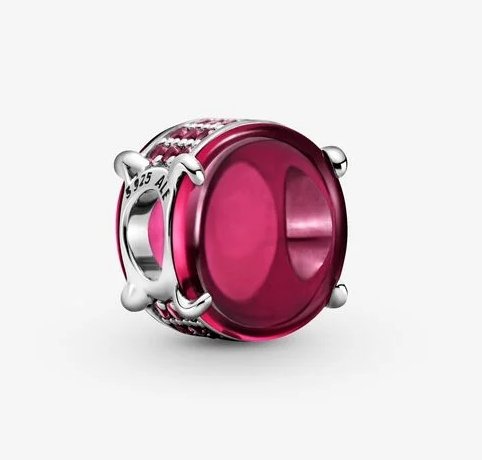 Pandora Fuchsia Rose Oval Cabochon Charm - Fifth Avenue Jewellers