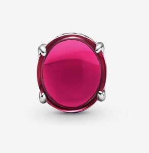 Pandora Fuchsia Rose Oval Cabochon Charm - Fifth Avenue Jewellers