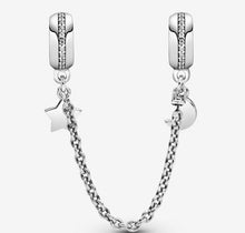 Load image into Gallery viewer, Pandora Half Moon &amp; Star Safety Chain Charm - Fifth Avenue Jewellers
