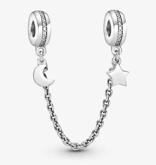 Pandora Half Moon & Star Safety Chain Charm - Fifth Avenue Jewellers