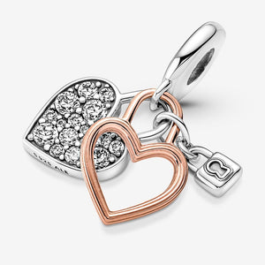 Pandora Heart Padlock Double Dangle Charm - Fifth Avenue Jewellers