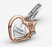 Load image into Gallery viewer, Pandora Heart &amp; Rose Flower Dangle Charm - Fifth Avenue Jewellers
