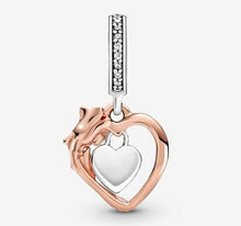 Load image into Gallery viewer, Pandora Heart &amp; Rose Flower Dangle Charm - Fifth Avenue Jewellers
