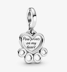 Pandora Hearts & Paw Print Dangle Charm - Fifth Avenue Jewellers