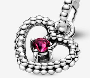 Pandora July Blazing Red Beaded Heart Dangle Charm - Fifth Avenue Jewellers