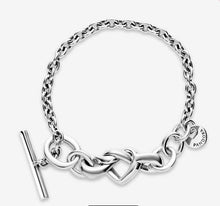 Load image into Gallery viewer, Pandora Knotted Heart T-Bar Bracelet - Fifth Avenue Jewellers

