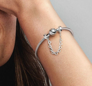 Pandora Linked Hearts Safety Chain - Fifth Avenue Jewellers