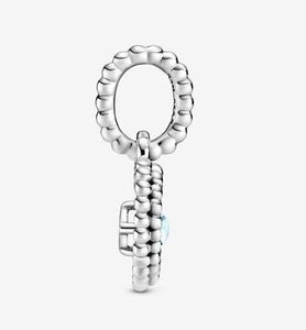 Pandora March Aqua Blue Beaded Heart Dangle Charm - Fifth Avenue Jewellers