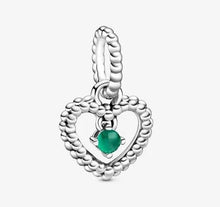 Load image into Gallery viewer, Pandora May Rainforest Green Beaded Heart Dangle Charm - Fifth Avenue Jewellers
