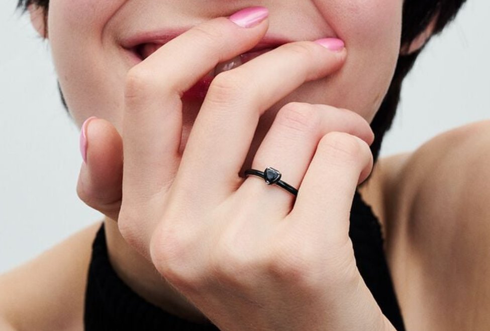 Buy Black Heart Ring, Oxidized Sterling Silver, Skinny Ring, Gifts for  Girlfriend, Valentines Gift, Romantic Gift Online in India - Etsy